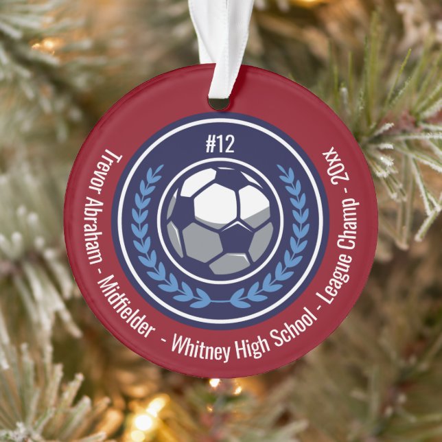 Fußball-Champion Monogram Red Blue Ornament (Baum)