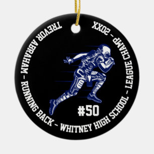 Fußball Champion Monogram Team School Blue Keramik Ornament