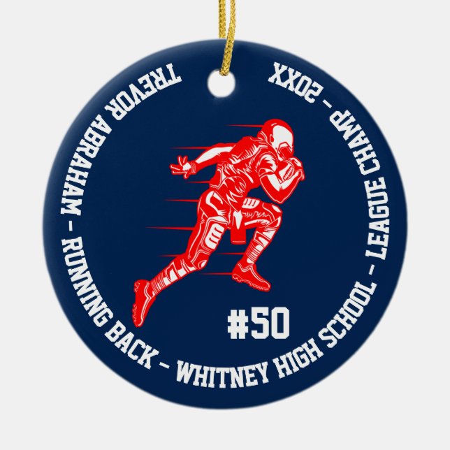 Fußball Champion Monogram Team School Blue Keramik Ornament (Vorne)