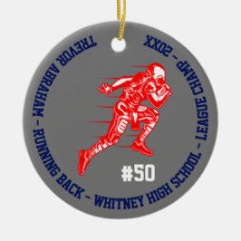 Fußball-Champion Player School Blue Gray Red Keramik Ornament