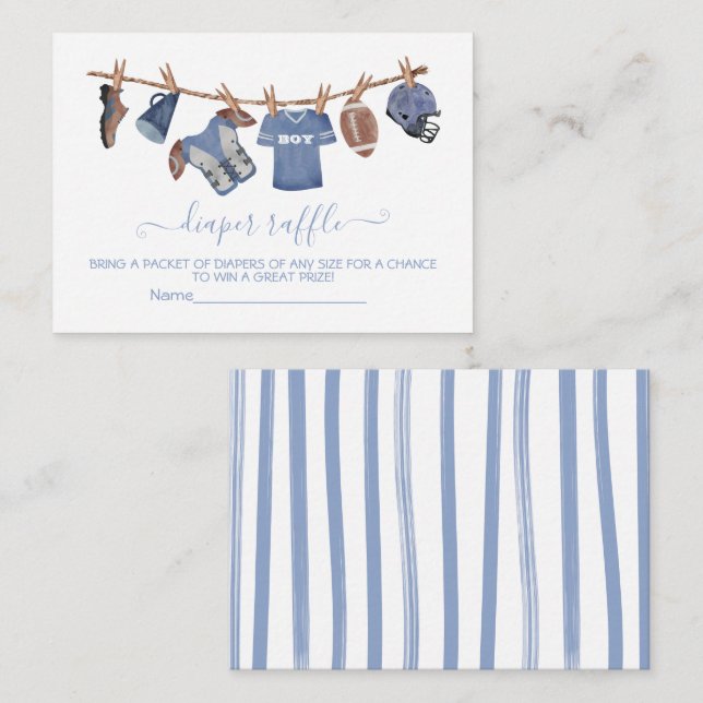 Fußball Clothesline Baby Showe Diaper Raffcard Begleitkarte (Vorne/Hinten)
