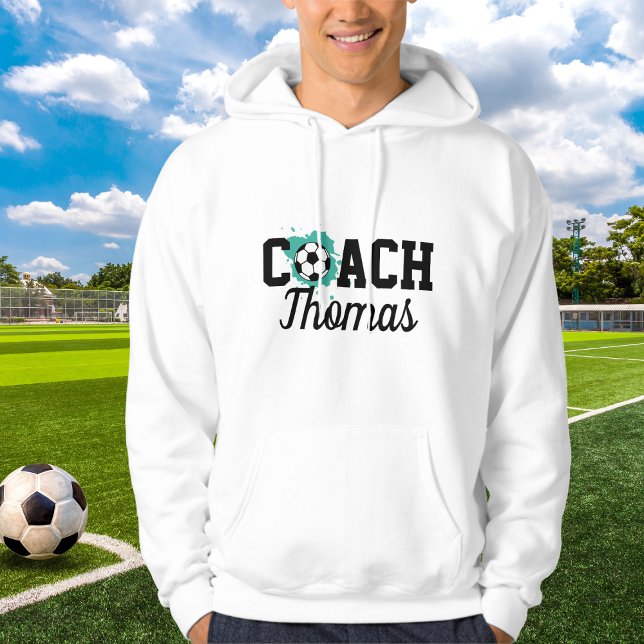 Fußball-Coach Ball Paint Splash Name Sport Hoodie (Von Creator hochgeladen)