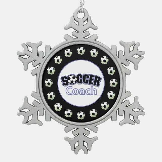 Fußball-Coach Danke, Balls Schneeflocken Zinn-Ornament (Vorderseite)