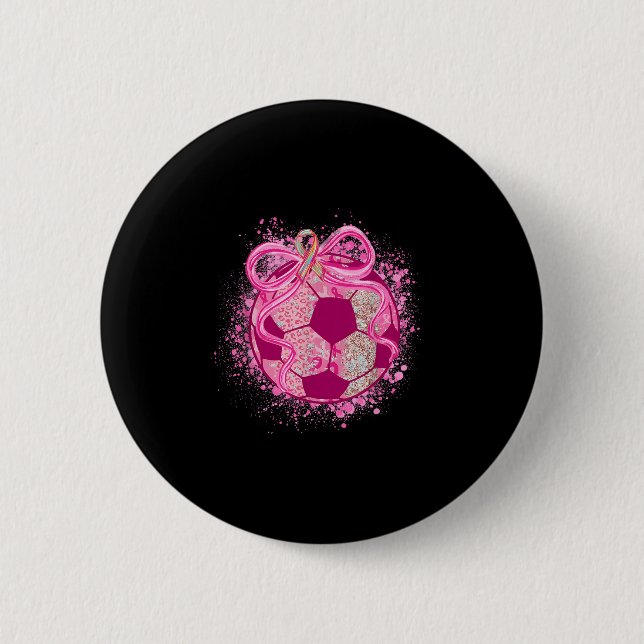 Fußball Coquette Schleife Brustkrebsbewusstsein Ro Button (Vorderseite)
