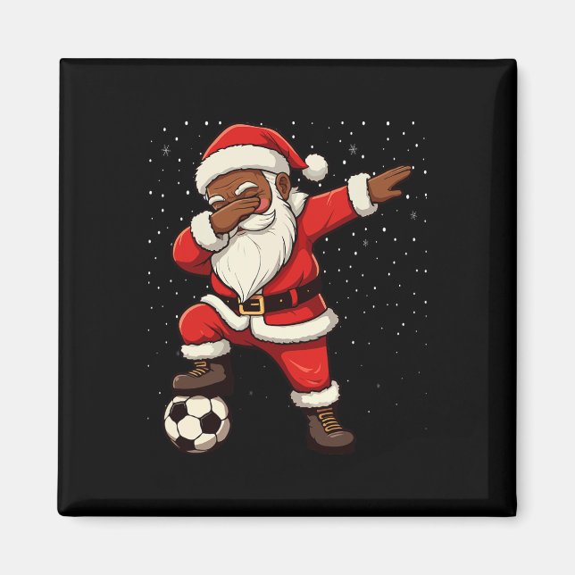 Fußball Dabbing Weihnachtsmann Afroamerikanischer  Magnet (Vorne)