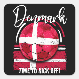 Fußball-Dänemark-Flagge, rot-weißer Retro Quadratischer Aufkleber
