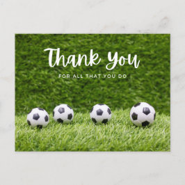 Fußball Danke, dass ihr mit dem Ball auf grünem Gr Postkarte