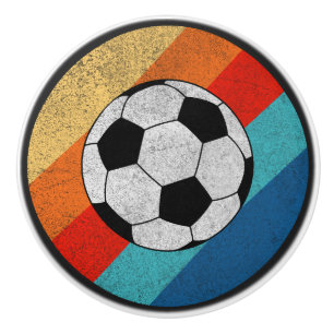 Fußball-Design auf farbenfrohen Retro-Hintergrund Keramikknauf