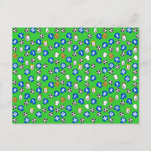 Fußball-Design mit blauen Shirts Postkarte