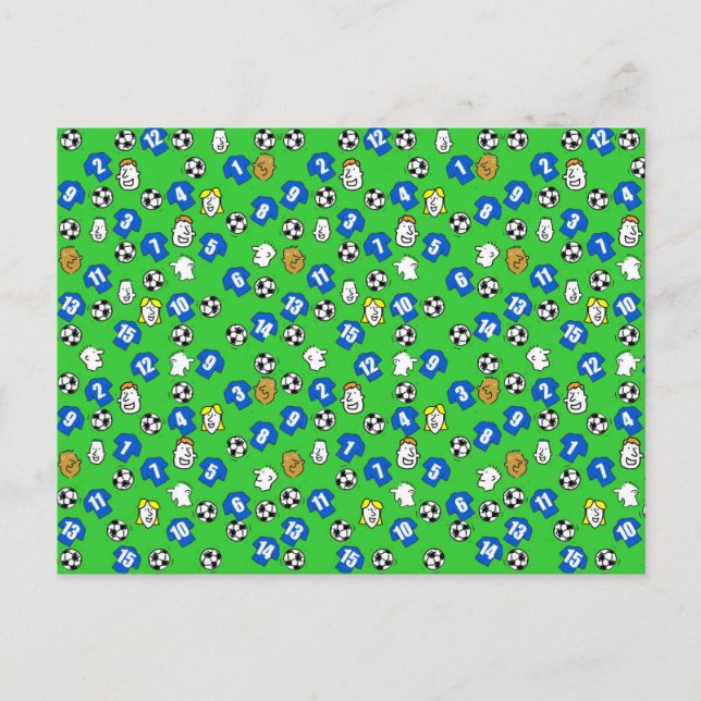 Fußball-Design mit blauen Shirts Postkarte (Vorderseite)