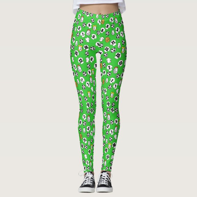 Fußball-Design mit Shirts in Weiß Leggings (Vorderseite)