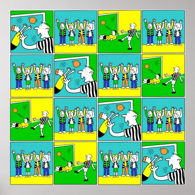 Fußball-Design mit Spielern und Chefredakteuren Poster (Vorne)