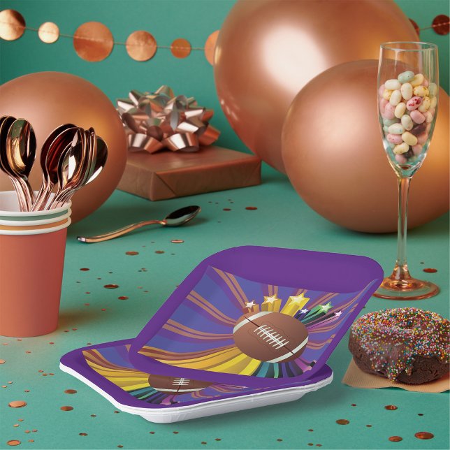 Fußball-Design mit Sternen Vibrierende Sportfans K Pappteller (Von Creator hochgeladen)