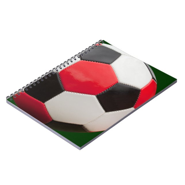 Fußball-Design, Rot, Schwarz & Weiß, Notebook Notizblock (Linke Seite)