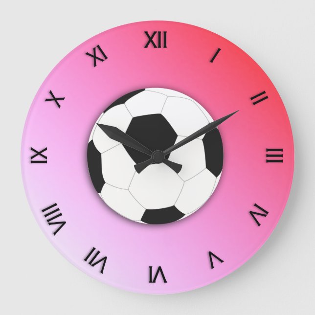 Fußball-Design-Sportzahlen Runde oder Platz Große Wanduhr (Vorderseite)
