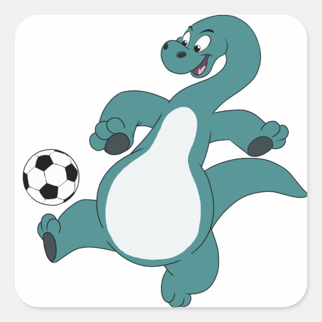 Fußball-Dinosaurier Quadratischer Aufkleber (Vorderseite)