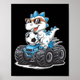 Fußball Dinosaurier T-Rex Monstertruck Kinder Jung Poster
