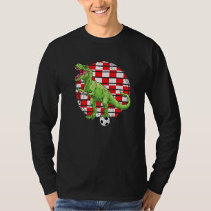 Fußball Dinosaurier Trex Kroatien Flagge Jungen Mä T-Shirt