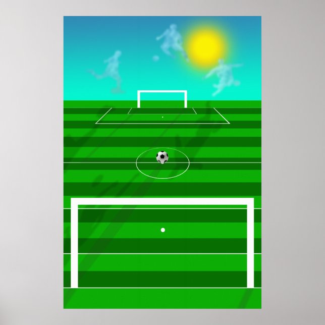 Fußball Dreams Fußball Feld und Wolken Futbol Feld Poster (Vorne)