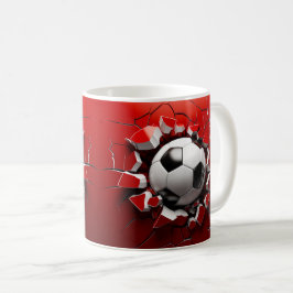 Fußball durchbrechen Wand - dynamische 3D-Tasse Kaffeetasse