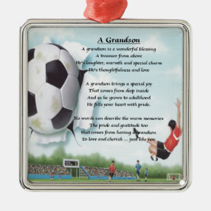 Fußball- Enkel-Gedicht Silbernes Ornament