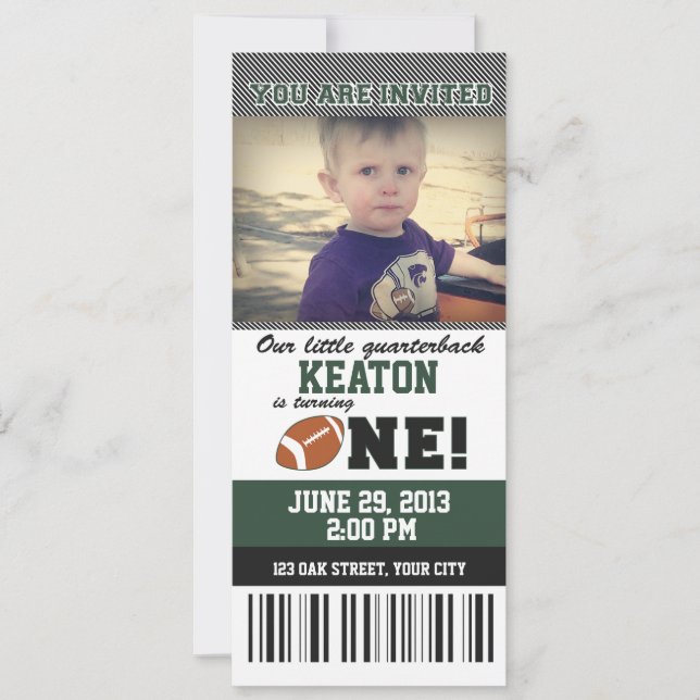 Fußball-erster Geburtstag Einladung (Vorderseite)