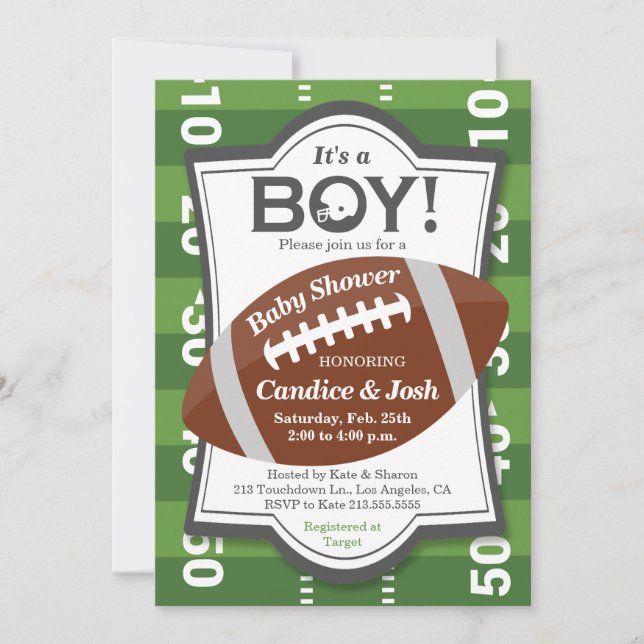 Fußball Es ist eine Boy Baby Dusche Einladung (Vorderseite)