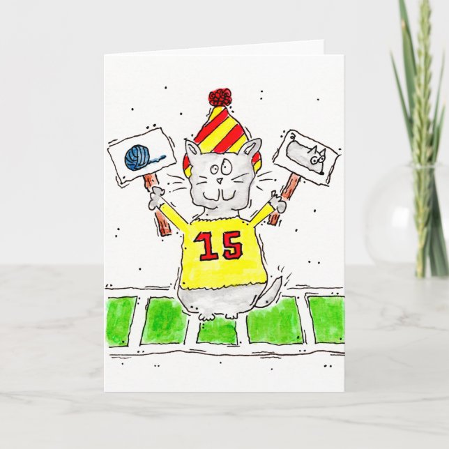 Fußball Fan Kitty Grußkarte Karte (Vorderseite)