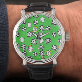 Fußball-Fan-Uhr - Schwarz-Weiß-Shirts Armbanduhr