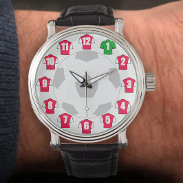 Fußball-Fanseitenwache - mit Rot-Weiß-Shirts Armbanduhr