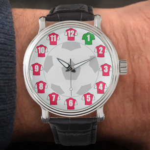 Fußball-Fanseitenwache - mit Rot-Weiß-Shirts Armbanduhr