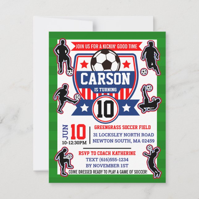 Fußball-Feld Boys Geburtstagsparty Einladung (Vorderseite)
