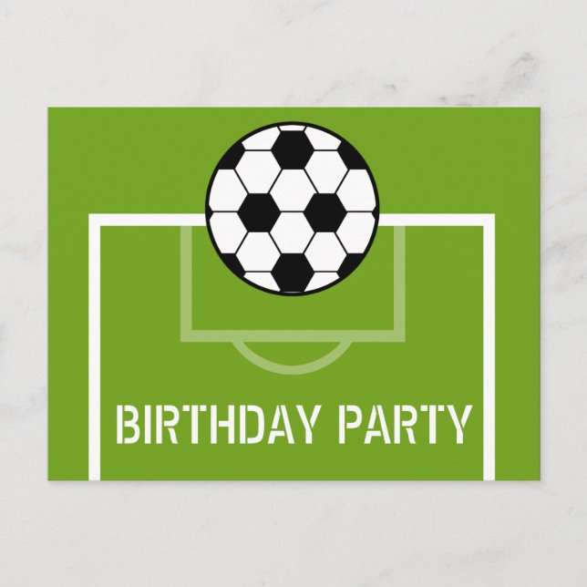 Fußball-Feld Geburtstag Postkarte Lila einladen (Vorderseite)
