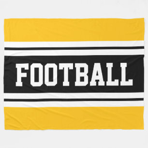 FUSSBALL Fett gelbe Schwarz-weiße Führungsstreifen Fleecedecke