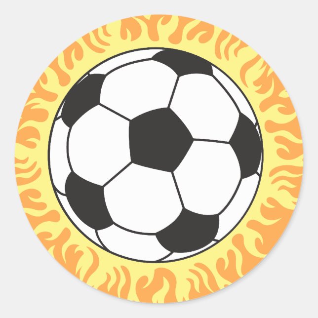 Fußball-Flammendesign Runder Aufkleber (Vorderseite)
