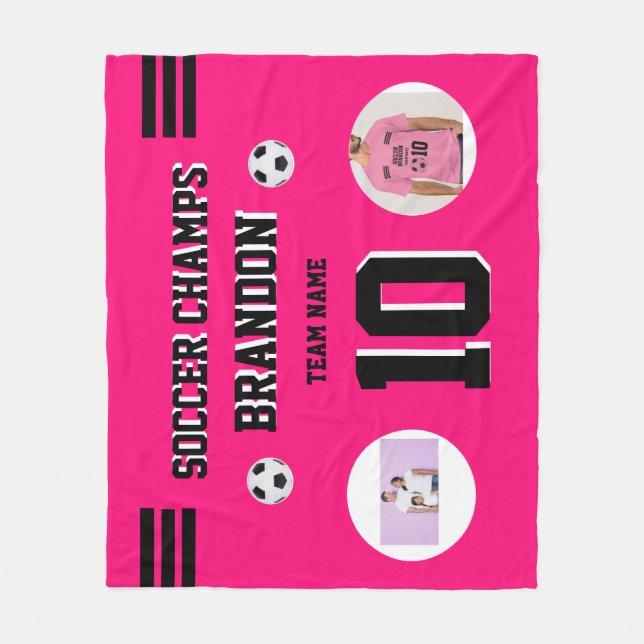 Fußball Fleece Blanket Fuchia Fotos personalisiert (Vorderseite)