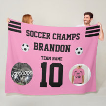 Fußball Fleece Blanket rosa Fotos personalisiert g