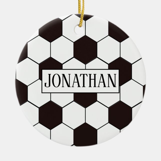 Fußball | Football pattern Anpassbar | Eigenname Keramik Ornament (Vorne)