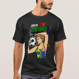 Fußball Frauen Brasilien US-Flagge T-Shirt