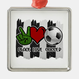 Fußball Frieden und Liebe Ornament Aus Metall