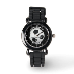 Fußball für Jungen Schwarz Stylischer benutzerdefi Armbanduhr