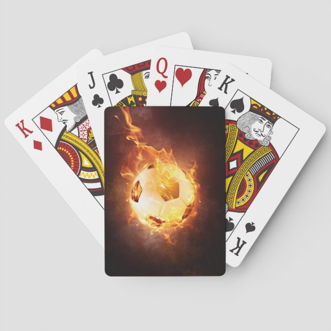 Fußball, Fußball, Ball unter Feuer Spielkarten (Rückseite)