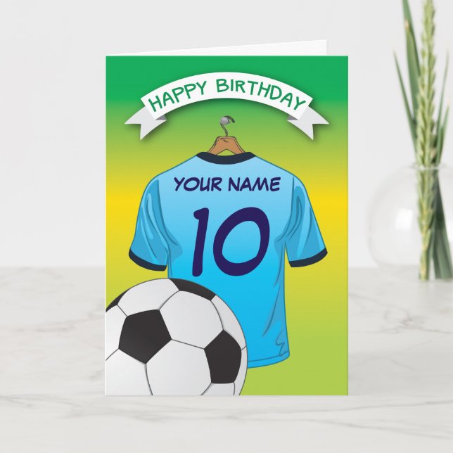 Fußball Fußball Blauer Shirt Sport Geburtstag Karte (Vorderseite)