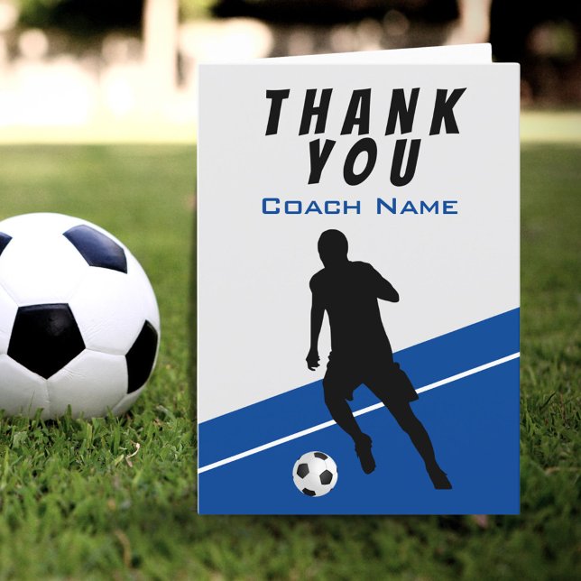 Fußball Fußball Blue Vielen Dank Coach Card Dankeskarte (Von Creator hochgeladen)