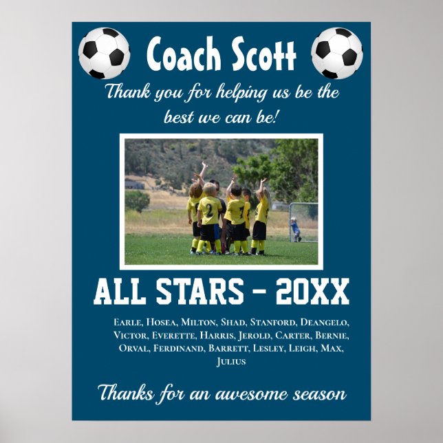 Fußball-Fußball-Bussen mit Team-Foto Poster (Vorne)