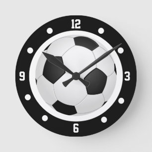 Fußball Fußball Fußball schwarze und weiße Runde Wanduhr