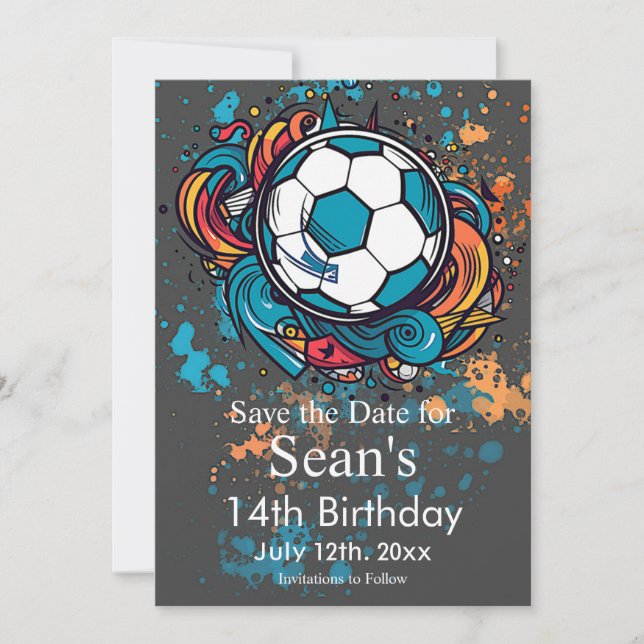 Fußball, Fußball, Futbol Birthday Save The Date (Vorderseite)