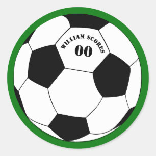 Fußball, Fußball mit Name & Nummer Runder Aufkleber