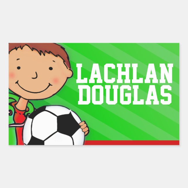 Fußball-Fußball-Name Grün-ID-Aufkleber Rechteckiger Aufkleber (Vorderseite)
