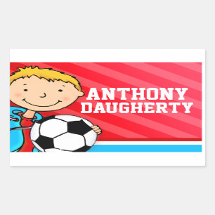 Fußball-Fußball-Name Rote ID-Aufkleber Rechteckiger Aufkleber